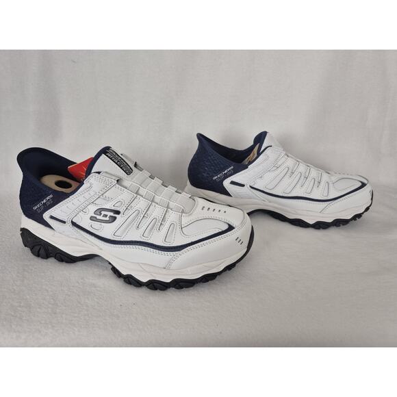SKECHERS Afterburn M Fit Grill Captain 8.5 Extra Wide Slip-In White Navy - Picture 4 of 10